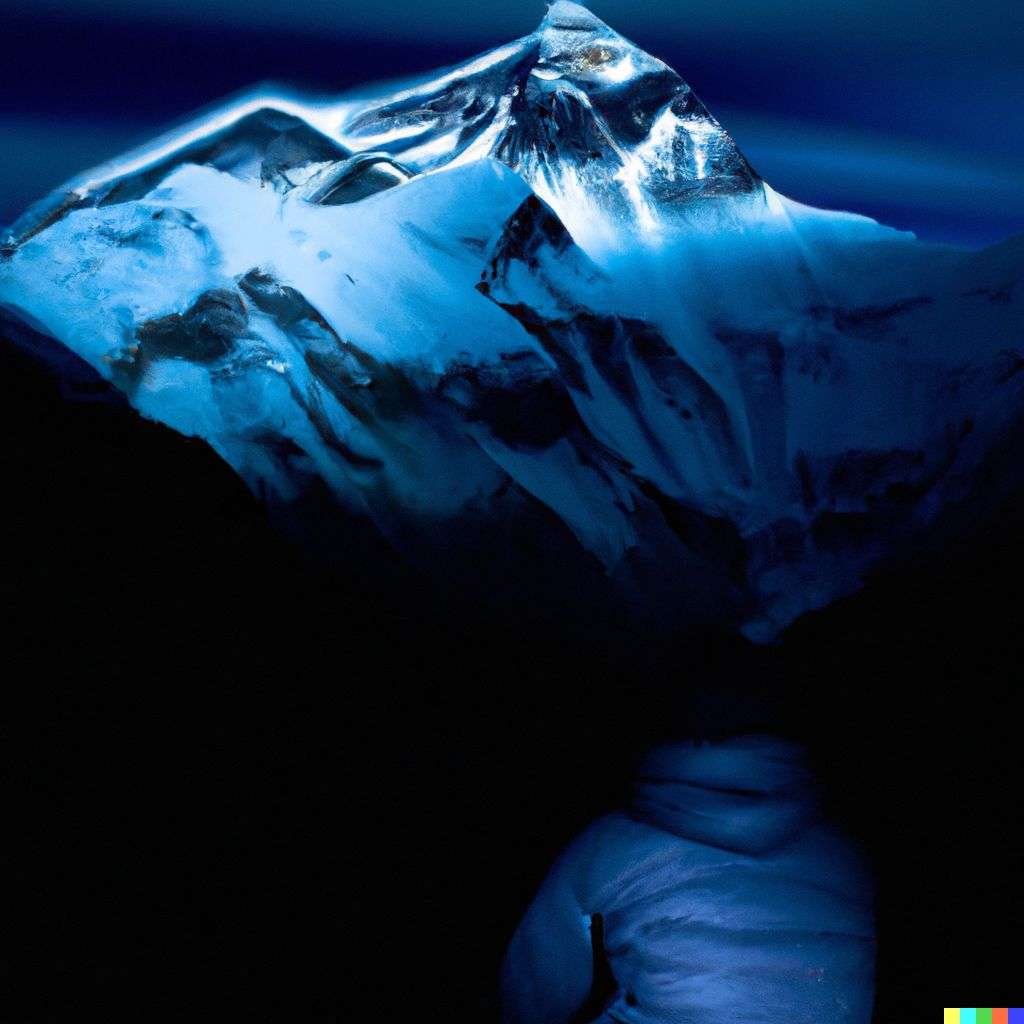 someone gazing at Mount Everest, light painting